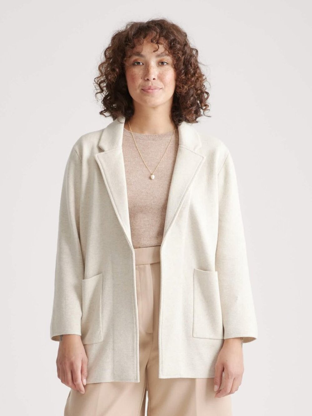 ✨ QUINCE 100% ORGANIC COTTON KNIT BLAZER — IVORY | SIZE Xtra SMALL ✨